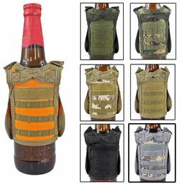 Pratical Beverage Camouflage Vest Military Molle Mini Beer Cover Vest Cooler Sleeve Adjustable Shoulder Straps Beer Cover Bar Party Decorati