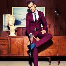 Cheap And Fine One Button Groomsmen Notch Lapel Groom Tuxedos Men Suits Wedding/Prom Best Man Blazer ( Jacket+Pants+Tie) M26