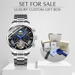 HAIQIN Mens/mens watches top brand luxury mechanical watch men sport wristwatch mens reloj hombre tourbillon Set Style Leather