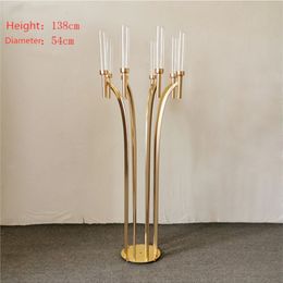 New style Metal Candelabra Candle Holders Acrylic Wedding Table Centrepieces Flower Stand Candle Holder Candelabrum For Home Decor senyu0318