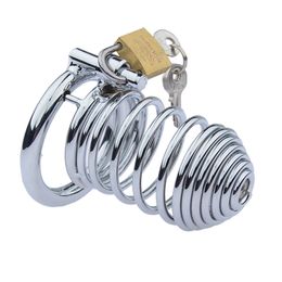 Newest Men's Metal chastity lock Penis Cage Screw Spring Male Chastity Cage Adult Sex toys J1554