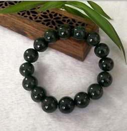 wonderful bracelet Myanmar natural old pit ice waxy species black color Burmese jadeite free shipping 12-13mm