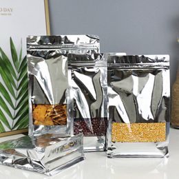 Big Capability Food Moisture-proof Aluminum Foil Bags Clear Window Bags Stand Up Pouch Flat Bottom Packaging Bags LX2785