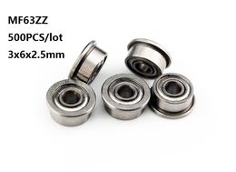 500pcs/lot MF63 MF63ZZ F673ZZ F673-ZZ ZZ Flanged Miniature bearings Deep Groove Ball Bearing 3*6*2.5mm 3x6x2.5mm