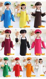 Hot sale 10 colors free delivery children's apron pocket craft cooking baking art painting children's kitchen dining bib pocket