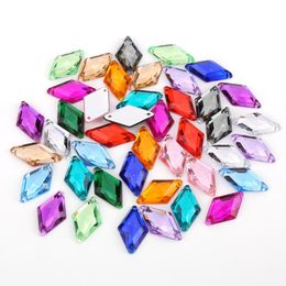 TPSMOC 200pcs 10mmx18mm Rhombus Acrylic Sew-On Rhinestones Garment Shoes Bags Sewing Accessories DIY Crafts