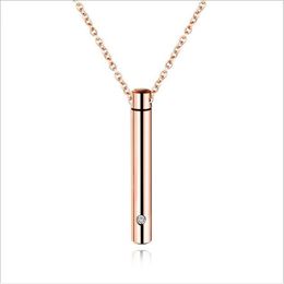 Essential Oil Perfume Bottle Pendant Necklaces for Women Mens Stainless Steel Ashes Column Diffuser Locket Pendants Memory Necklace