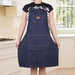 New Design Denim Apron Cook Coverall Waiter Work Aprons Fashion Modern Coffee House Staff Supplies Anti Dirty Hot Sale SN1117