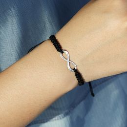 La main de mode Numéro 8 Charms Bracelet Pour Femmes Adjust Argent Plaqué Symbole Infinity Bracelets Noir Blanc Corde cadeau Jewerly Tressé