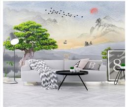 3D Custom wall papers home decor photo wallpaper Simple new Chinese abstract artistic conception ink landscape ancient tree background wall