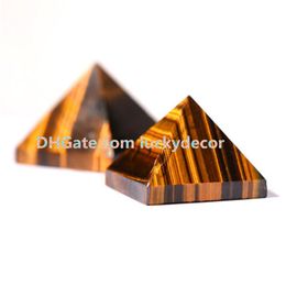 2Pcs Tiger Eye Natural Gemstone Quartz Crystal Pyramid Hand Carved Pyramid Figurine 30-50mm Polished Tiger's Eye Stone Pyramid Point Reiki