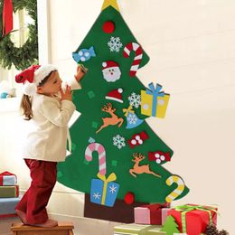 DIY Felt Christmas Tree With Pedant Ornaments Christmas Gifts New Year Door Wall Hanging Xmas Decoration Kids Manual Accessories XD21089