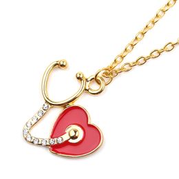 wholesale doctors gifts NZ - New Trend Hot Sale Mystery 2019 Fashion Doctor New Jewelry Alloy Drop Oil Geometry Stethoscope Love Necklace Sweater Chain Jewelry Gift