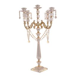 Acrylic Candle Holders 5-arms Candelabras With Crystal Pendants 77 CM/30" Height Elegant Candlesticks Wedding Centrepiece SN448