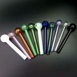 Colorful Mini Smoking Pipes Glass Oil Burner Tube Oil Pipe about 3mm thickness for smoking fast shippinng