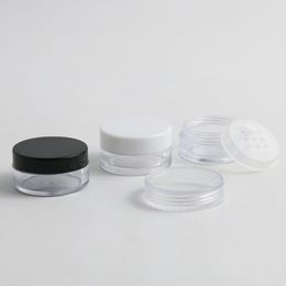 50 x 10g DIY Mini Portable Small Jar Pot Box Makeup Nail Art Cosmetic Cream Box Black Clear White Cap Container Plastic Jar