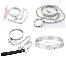 Bondage STAINLESS STEEL Slave Lockable Neck Collar Restraint Locking Costume chain leash AU65