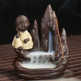 Hot sales incense Burner Creative Home Decor The Little Monk Small Buddha Censer Backflow Incense Burner