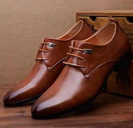 Mens business office genuine leather shoes gentleman designer wedding party black brown shoes great breathable dress big size