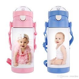 MDF sublimation blank thermal transfer 350ML/500ML children's straw insulated pot customized picture thermal transfer thermos flask