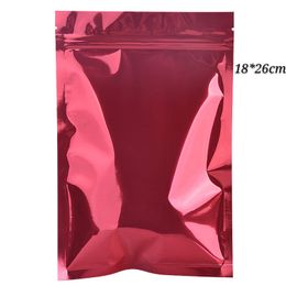 100pcs 7.08*10.23inch (18*26cm) big size reusable red coffee bean storage package pouches bag glossy flat heat sealing packing dry food bags