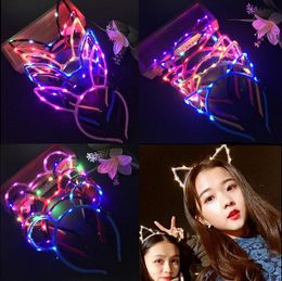 Rabbit Cat Ears Head Band LED Light Up Party Glowing Supplies Girls Boys Headband For Party Favour Birthday Halloween Xmas Gifts