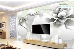 modern living room wallpapers Modern minimalist beauty black and white smoke flower 3D TV background wall