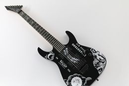 Factory custom Black body Floyd Rose Cynthia Electric Guitar with Black Hardware,Rosewood Fretboard,can be Customized