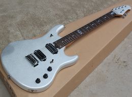 Customizable-6 Strings Shining Silver Electric Guitar with Active Pickups,Rosewood Fretboard,24 Frets