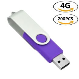 J_BOXING 200X 4GB USB 2.0 Flash Drives Purple Rotating Pen Drives flash Memory Stick Thumb Pen Storage For Computer Laptop Tablet MacBook