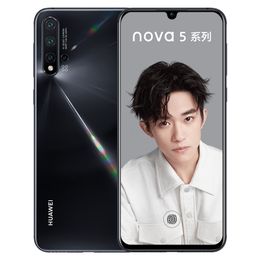 Original Huawei Nova 5 4G LTE Cell Phone 8GB RAM 128GB ROM Kirin 810 Octa Core 48MP 3500mAh Android 6.39" OLED Full Screen Fingerprint ID Smart Mobile Phone
