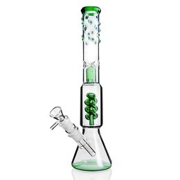 14inchs Tall Bong water pipe dab rigs Glass Water Bongs hookah Freezable Coil Downstem Perc Bubbler Smoking Accessories with 14mm bowl