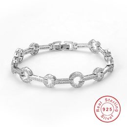 2019 Newest Design 925 Sterling silver 18cm Chain Pave Cubic Zirconia Crystal Fashion Ladies Bracelet for Women girl Gift