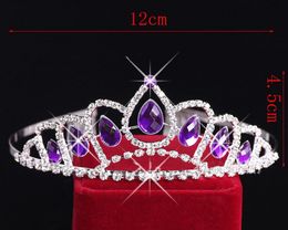 Purple Crystal Diamond Girls Headpieces Combs Kids Crown Flower Girl Rhinestone Baby Head Pieces for Wedding Girls Accessories Hea241u