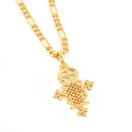 Ethiopian Cross Gold Color Jewelry Fashion Pendant Chain Eritrea African Christening Gifts Factory Wholesale Price