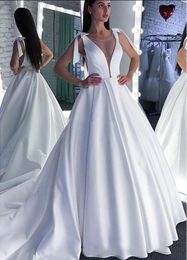 Wedding Dresses 2020 Lace sheer illusion Scoop A-Line Elegant Satin Long Princess Vintage Bridal Dress Sexy Wedding Gowns Custom Made