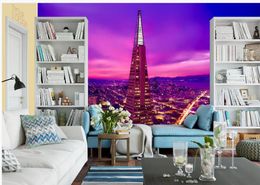 modern living room wallpapers Building, New York, purple night view