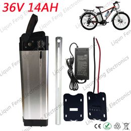 36V 14AH 500W Bicycle Battery 36 V silver fish battery With 42V 2A Charger 36V Electric Bike Battery top dischargeFree tax.