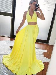 Cheap Fashion Prom Dresses Sexy V neck Two Pieces Dresses Chiffon Sashes Formal Evening Dresses Floor Length Fashion Party Gowns