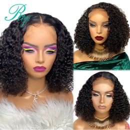 kinky blue Canada - 180density free part Kinky Curly lace front Wig Pre Plucked Brazilian lace wig black short Wigs For africa Women synthetic hair