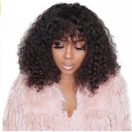 Deep Curly Lace Front Human Hair Wigs Brazilian Human Hair Wigs With Bangs For Women Short Bob Wigs