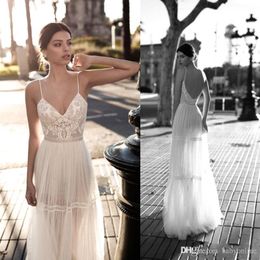 Gali Karten Cheap Wedding Dress Lace V Neck Bohemian Spaghetti Straps Sexy Wedding Dress Bridal Gowns Backless Beach Vestidos De Novia