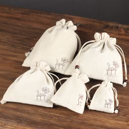 Multi size Lotus White Cotton Pouch Drawstring Thicken Velvet Jewellery Pouch Travel Cloth Pocket Bracelet Storage Pouch Packaging bag