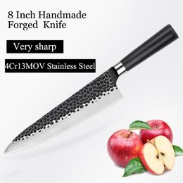 Chef Knife Handmade Forged Stainless Steel Professional Sharp Anti-Stick Cleaver Knife Utility Santoku Slicing Paring Vegetable Ebony Handle