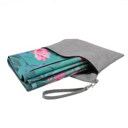 Travel Yoga Mat Portable Lightweight 1.5mm Thick Colorful Printed Suede Natural Rubber Foldable Travel Yoga Mat With Carry Bag