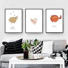 Triple decorative paintings Cartoon Animal Decoration Abstract animals bedroom porch restaurant with framed Painting