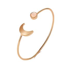 Moon Sun Bracelet & Bangle For Girl Women Luxury Beautifully Jewellery Open Bracelets Gold Colour Simple Cuff Bracelets Bangles