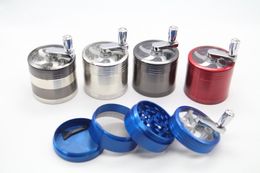 wholesale 40mm/50mm/55mm/63mm 4layer metal hand crank dry herb tobacco grinder metal handle grinders for tobacco hand crank herb grinder