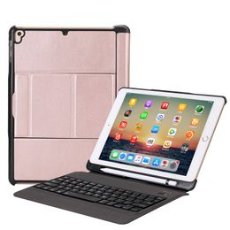 2018 ultra thin removable detachable usb wireless abs bluetooth keyboard portfolio leather case for iPad pro 9.7 air 2 with pencil holder