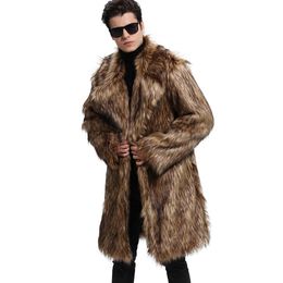 Men Fur Coat Winter Warm Outwear Coats Faux Fur Men Punk Parka Jackets Hombre Thick Leather Overcoat Fur Brand Clothing Size M-3XL